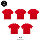 Organic Combed 180gsm T-Shirts 5 Pack - 100% organic cotton 180gsm, Sizes S-2XL - Red