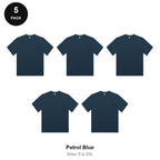 Organic Combed 180gsm T-Shirts 5 Pack - 100% organic cotton 180gsm, Sizes S-2XL - Petrol Blue