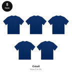 Organic Combed 180gsm T-Shirts 5 Pack - 100% organic cotton 180gsm, Sizes S-2XL - Cobalt