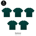 Organic Combed 180gsm T-Shirts 5 Pack - 100% organic cotton 180gsm, Sizes S-2XL - Rainforest