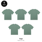 Organic Combed 180gsm T-Shirts 5 Pack - 100% organic cotton 180gsm, Sizes S-2XL - Sage