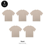 Organic Combed 180gsm T-Shirts 5 Pack - 100% organic cotton 180gsm, Sizes S-2XL - Sand