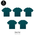 Organic Combed 180gsm T-Shirts 5 Pack - 100% organic cotton 180gsm, Sizes S-2XL - Deep Teal