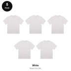 Organic Combed 180gsm T-Shirts 5 Pack - 100% organic cotton 180gsm, Sizes S-2XL - White