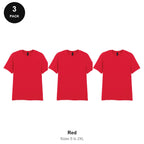 Gildan Softstyle T-Shirts 3 Pack - 100% ringspun cotton 150gsm, Sizes S-2XL - Red