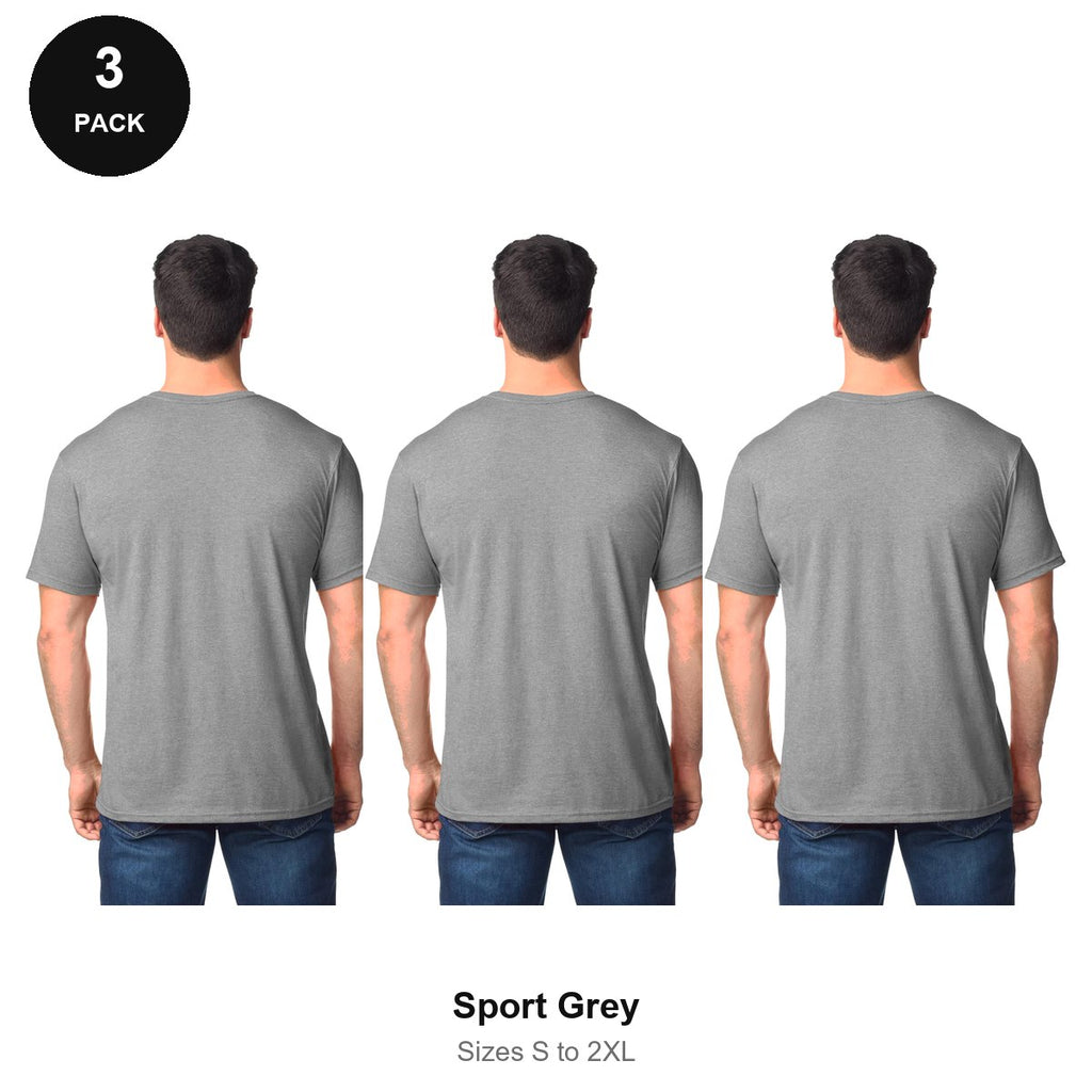 Gildan Softstyle T-Shirts 3 Pack - 100% ringspun cotton 150gsm, Sizes S-2XL - Sport Grey