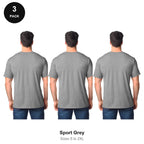 Gildan Softstyle T-Shirts 3 Pack - 100% ringspun cotton 150gsm, Sizes S-2XL - Sport Grey