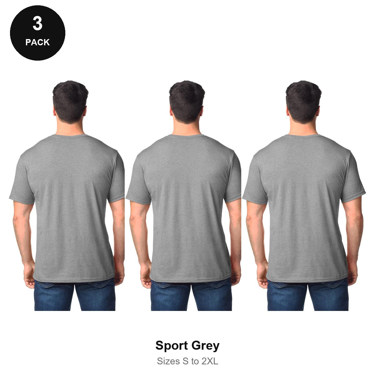 Gildan Softstyle T-Shirts 3 Pack - 100% ringspun cotton 150gsm, Sizes S-2XL - Sport Grey