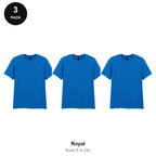 Gildan Softstyle T-Shirts 3 Pack - 100% ringspun cotton 150gsm, Sizes S-2XL - Royal