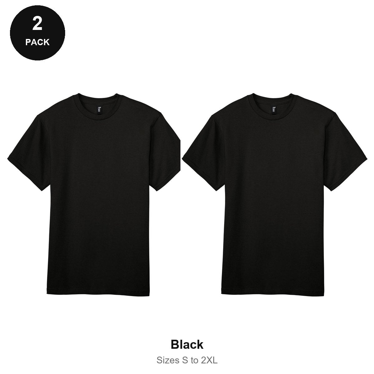 Gildan Hammer 205gsm T-Shirts 2 Pack - 100% ringspun cotton 205gsm, Sizes S-2XL - Black