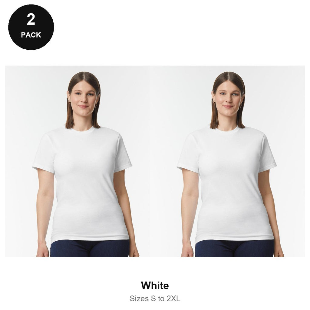 Gildan Hammer 205gsm T-Shirts 2 Pack - 100% ringspun cotton 205gsm, Sizes S-2XL - White