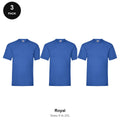 Fruit of the Loom Valueweight T-Shirts 3 Pack - 100% cotton 165gsm, Sizes S-2XL - Royal