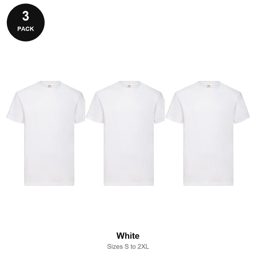 Fruit of the Loom Valueweight T-Shirts 3 Pack - 100% cotton 165gsm, Sizes S-2XL - White