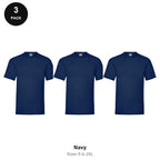 Fruit of the Loom Valueweight T-Shirts 3 Pack - 100% cotton 165gsm, Sizes S-2XL - Navy