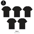 Mens Plain T-Shirts 5 Pack - 100% ringspun cotton 150gsm, Sizes S-2XL - Black