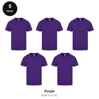Mens Plain T-Shirts 5 Pack - 100% ringspun cotton 150gsm, Sizes S-2XL - Purple