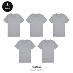 Mens Plain T-Shirts 5 Pack - 100% ringspun cotton 150gsm, Sizes S-2XL - Heather
