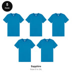 Mens Plain T-Shirts 5 Pack - 100% ringspun cotton 150gsm, Sizes S-2XL - Sapphire