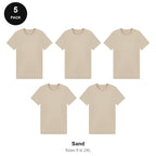Mens Plain T-Shirts 5 Pack - 100% ringspun cotton 150gsm, Sizes S-2XL - Sand