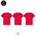 Mens Gym Sports Tech T-Shirts 3 Pack - 100% polyester 140gsm, Sizes S-2XL, Gym & Sports - Red