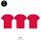 Mens Gym Sports Tech T-Shirts 3 Pack - 100% polyester 140gsm, Sizes S-2XL, Gym & Sports - Red