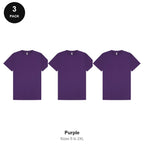Mens Gym Sports Tech T-Shirts 3 Pack - 100% polyester 140gsm, Sizes S-2XL, Gym & Sports - Purple