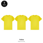 Mens Gym Sports Tech T-Shirts 3 Pack - 100% polyester 140gsm, Sizes S-2XL, Gym & Sports - Yellow