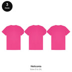 Mens Gym Sports Tech T-Shirts 3 Pack - 100% polyester 140gsm, Sizes S-2XL, Gym & Sports - Heliconia
