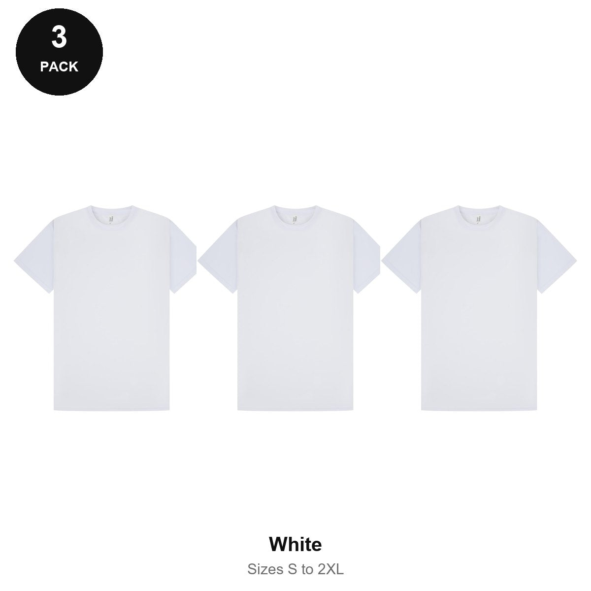 Mens Gym Sports Tech T-Shirts 3 Pack - 100% polyester 140gsm, Sizes S-2XL, Gym & Sports - White