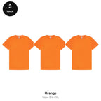 Mens Gym Sports Tech T-Shirts 3 Pack - 100% polyester 140gsm, Sizes S-2XL, Gym & Sports - Orange