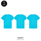 Mens Gym Sports Tech T-Shirts 3 Pack - 100% polyester 140gsm, Sizes S-2XL, Gym & Sports - Sapphire