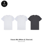 Mens Gym Sports Tech T-Shirts 3 Pack - 100% polyester 140gsm, Sizes S-2XL, Gym & Sports - Classic Mix (White x2, Charcoal)
