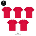 Mens Gym Sports Tech T-Shirts 5 Pack - 100% polyester 140gsm, Sizes S-2XL, Gym & Sports - Red
