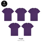 Mens Gym Sports Tech T-Shirts 5 Pack - 100% polyester 140gsm, Sizes S-2XL, Gym & Sports - Purple