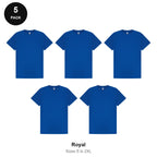 Mens Gym Sports Tech T-Shirts 5 Pack - 100% polyester 140gsm, Sizes S-2XL, Gym & Sports - Royal