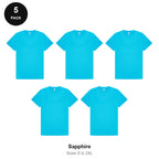 Mens Gym Sports Tech T-Shirts 5 Pack - 100% polyester 140gsm, Sizes S-2XL, Gym & Sports - Sapphire