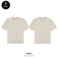 Oversized T-Shirts 2 Pack - 100% combed cotton 180gsm, Sizes S-2XL - Stone