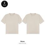 Oversized T-Shirts 2 Pack - 100% combed cotton 180gsm, Sizes S-2XL - Stone