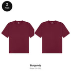 Oversized T-Shirts 2 Pack - 100% combed cotton 180gsm, Sizes S-2XL - Burgundy