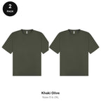 Oversized T-Shirts 2 Pack - 100% combed cotton 180gsm, Sizes S-2XL - Khaki Olive