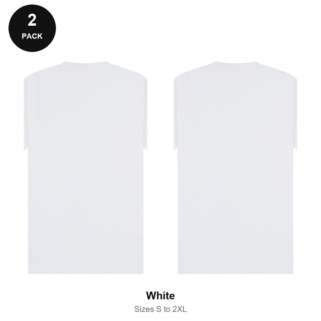 Oversized Extended-Neck T-Shirts 2 Pack - 100% combed cotton 220gsm, Sizes S-2XL - White