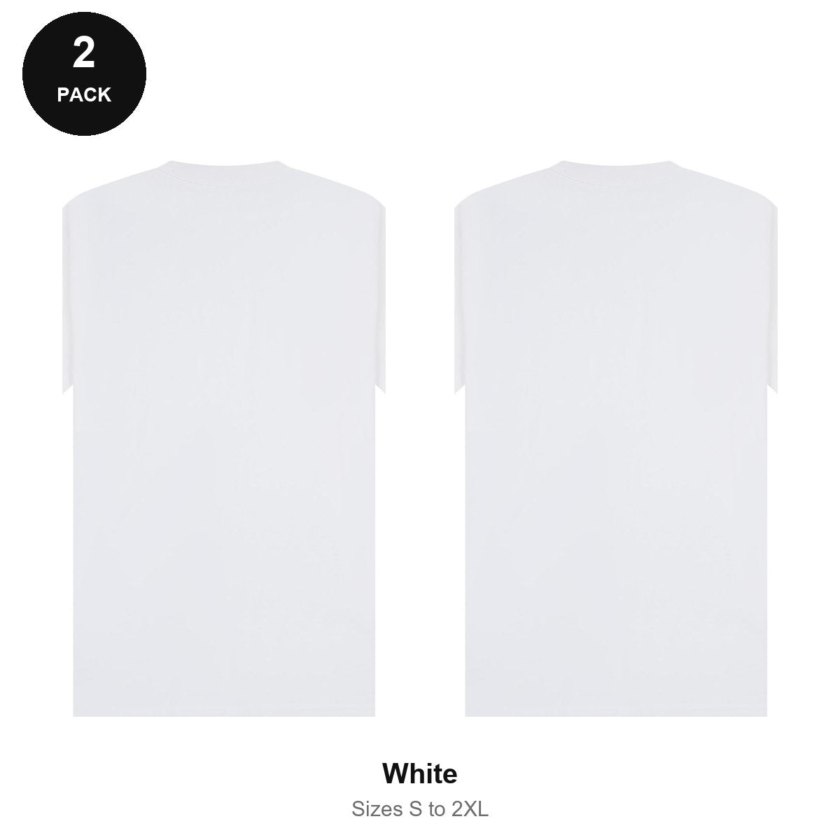 Oversized Extended-Neck T-Shirts 2 Pack - 100% combed cotton 220gsm, Sizes S-2XL - White