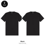 Oversized Extended-Neck T-Shirts 2 Pack - 100% combed cotton 220gsm, Sizes S-2XL - Black