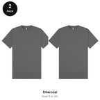 Oversized Extended-Neck T-Shirts 2 Pack - 100% combed cotton 220gsm, Sizes S-2XL - Charcoal