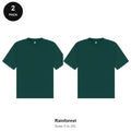 Boxy Oversized T-Shirts 2 Pack - 100% combed cotton 220gsm, Sizes S-2XL - Rainforest