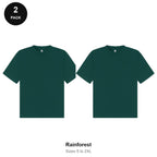 Boxy Oversized T-Shirts 2 Pack - 100% combed cotton 220gsm, Sizes S-2XL - Rainforest