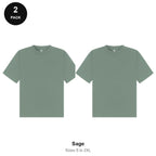 Boxy Oversized T-Shirts 2 Pack - 100% combed cotton 220gsm, Sizes S-2XL - Sage
