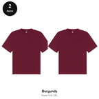 Boxy Oversized T-Shirts 2 Pack - 100% combed cotton 220gsm, Sizes S-2XL - Burgundy