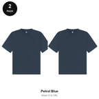 Boxy Oversized T-Shirts 2 Pack - 100% combed cotton 220gsm, Sizes S-2XL - Petrol Blue