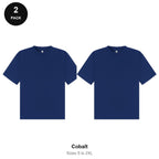 Boxy Oversized T-Shirts 2 Pack - 100% combed cotton 220gsm, Sizes S-2XL - Cobalt